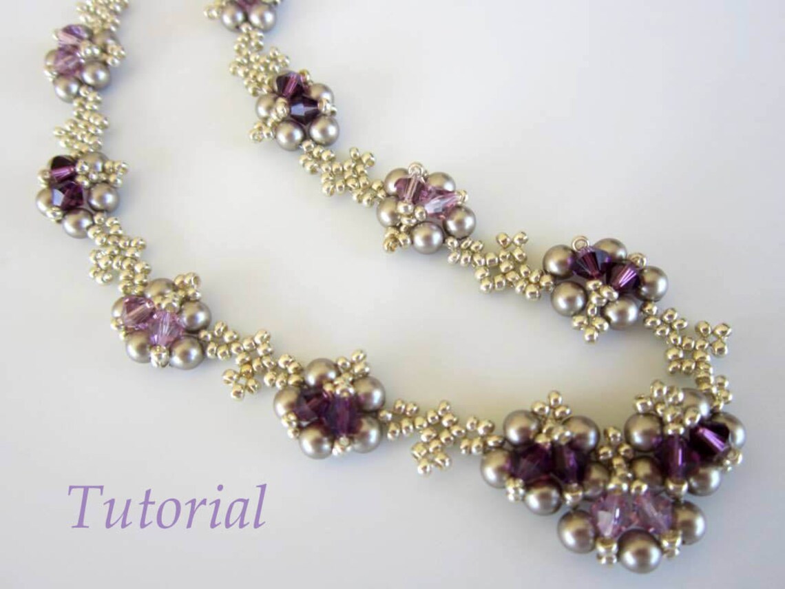 PDF Beaded Necklace Tutorial Seed Bead Crystal Pearl Etsy