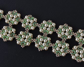 Beaded Bracelet Pattern – Pearl & Seed Bead Weaving (PDF Tutorial)