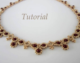 PDF tutorial Necklace Leuviah seed beads SWAROVSKY pearls