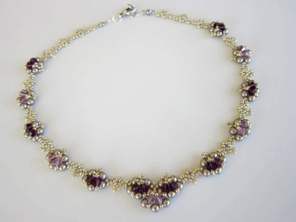 PDF Beaded Necklace Tutorial Seed Bead Crystal Pearl Etsy