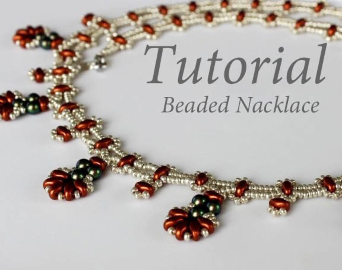 PDF Tutorial Beaded Necklace With Twin Beads_beading and Etsy