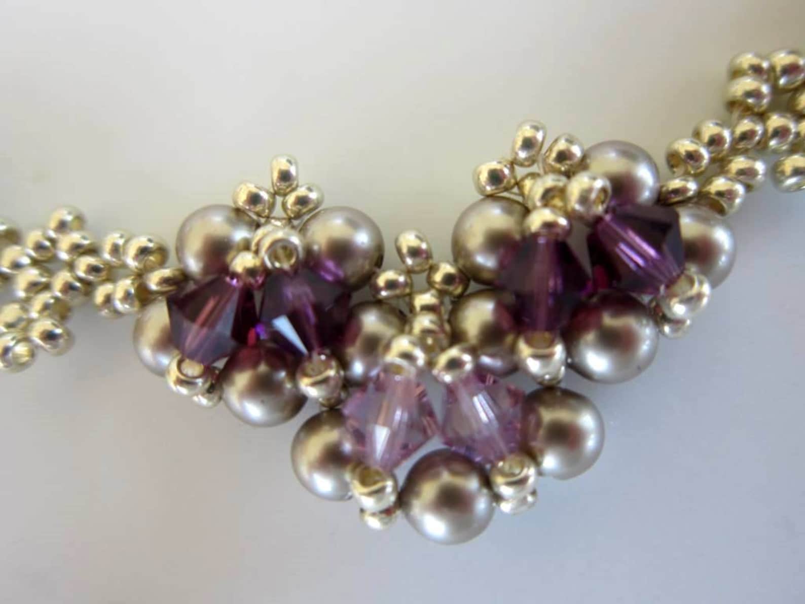 PDF beaded necklace tutorial seed bead crystal pearl Etsy