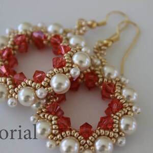 PDF tutorial beaded Earrings Singhalese_ seed beads_pearls_crystals_Swarovski_easy pattern
