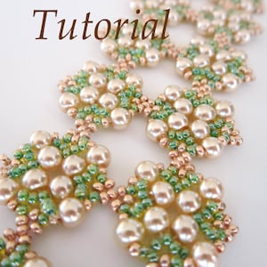 PDF for beaded bracelet Warm Day- beading tutorial - Beadweaving beading pattern - beaded glass pearls seed beads