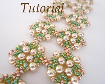 PDF for beaded bracelet Warm Day- beading tutorial - Beadweaving beading pattern - beaded glass pearls seed beads