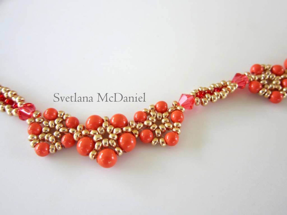 PDF Beaded Coral Necklace Tutorial - Seed Bead- Beading-swarovski Pearl ...