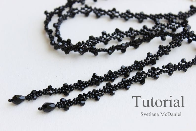 PDF Tutorial Necklace Black Tie Seed Beads Etsy