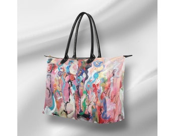 Coquette Large tote bag, Pink Bag Shopping Art bag, Tote Colourful bag, Gift for Her bag, Woman Beach Bag, Woman shoulder bag, Travel bag