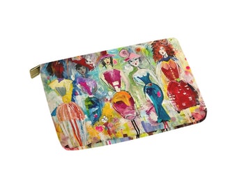 Pochette à glissière en toile défilé de mode, trousse de maquillage, trousse à maquillage, trousse de toilette, cadeau pour femme, cadeau de demoiselle d'honneur, portefeuille tendance, petite pochette couleur