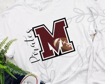 CUSTOMIZABLE School Sports Spirit Shirt - Adult & Youth - Mascot - Baseball - Football - Tennis - Volleyball - Golf - Cotton Screen Printed