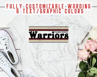 CUSTOMIZABLE Retro Vintage School Spirit Shirt - Adult & Youth - Mascot - Bulldogs - Wildcats - Warriors - Vikings - Cotton Screen Printed