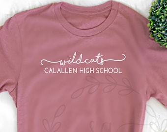 CUSTOMIZABLE Script Simple School Spirit Shirt - Adult and Youth - Team Colors - Mascot - Cotton Screen Printed