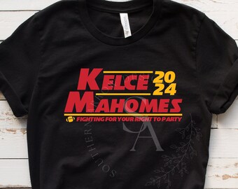 Kelce & Mahomes 2024 Campaign Shirt - Red - Yellow - Black - Cotton Screen Printed - Plus Size Available - Kansas City - Super Bowl