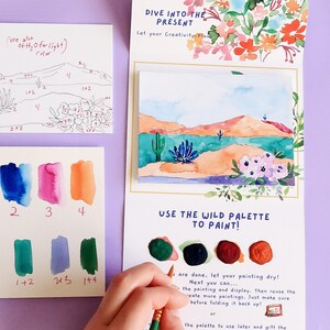 Mini Landscape Watercolor Painting Kit Step by Step Art Agave Desert Mountain DIY Paint by Number