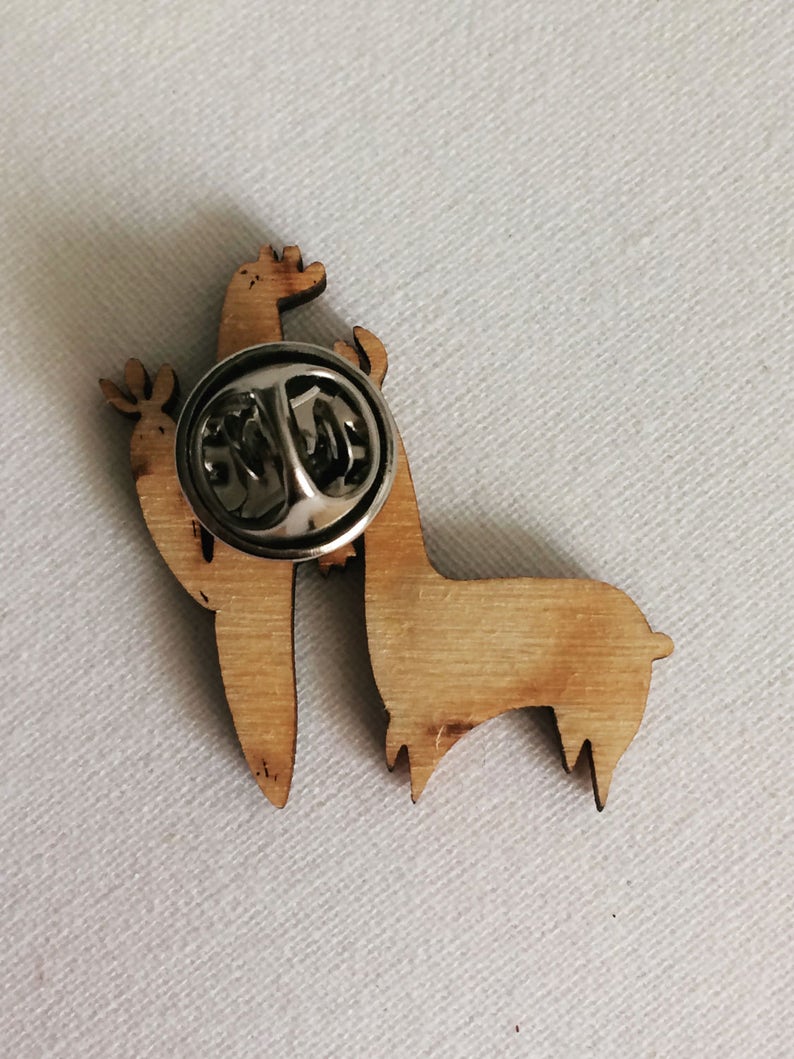 Wood Llama Pin Saguaro Green Cactus Desert image 3