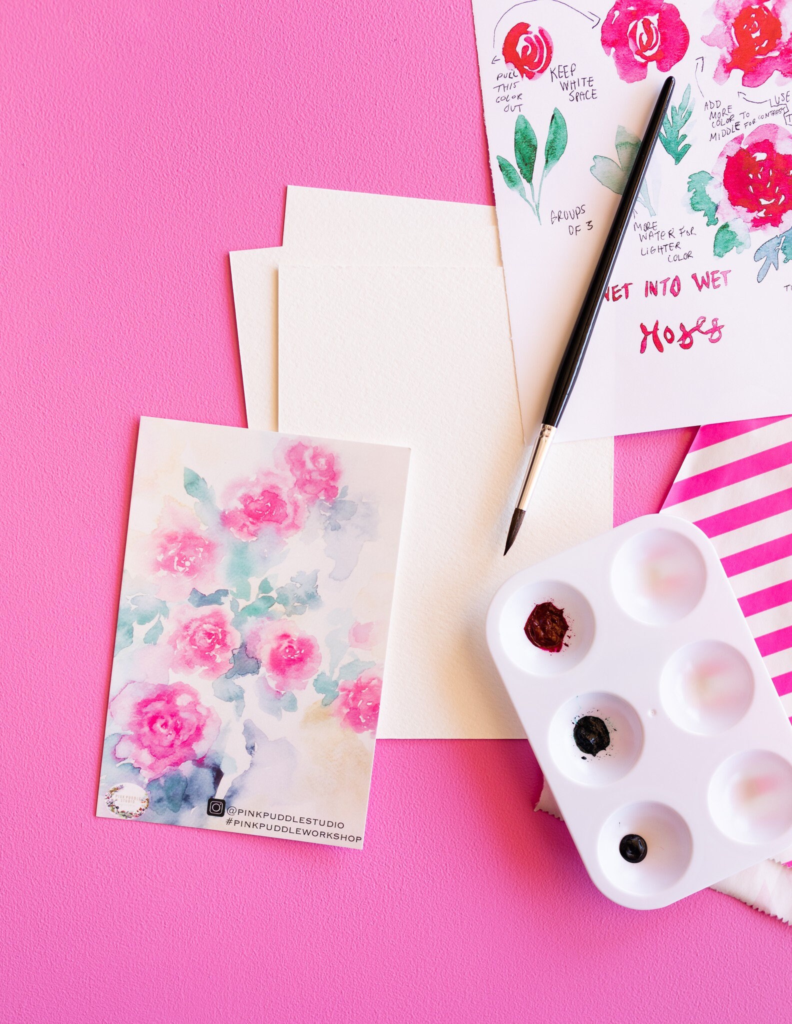 Watercolor for Beginners Easy Art Painting Kit Roses DIY Etsy