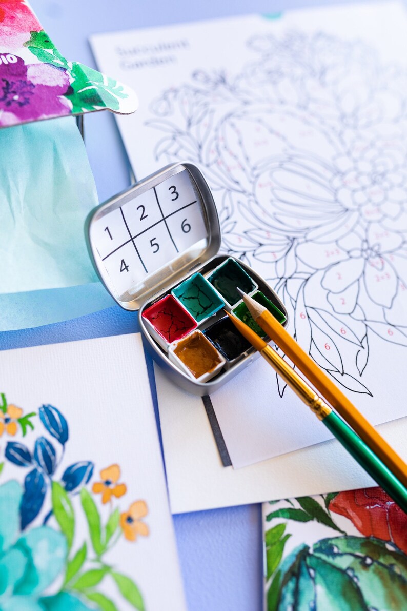 Watercolor Art Painting Kit For Beginners Easy Succulent Etsy