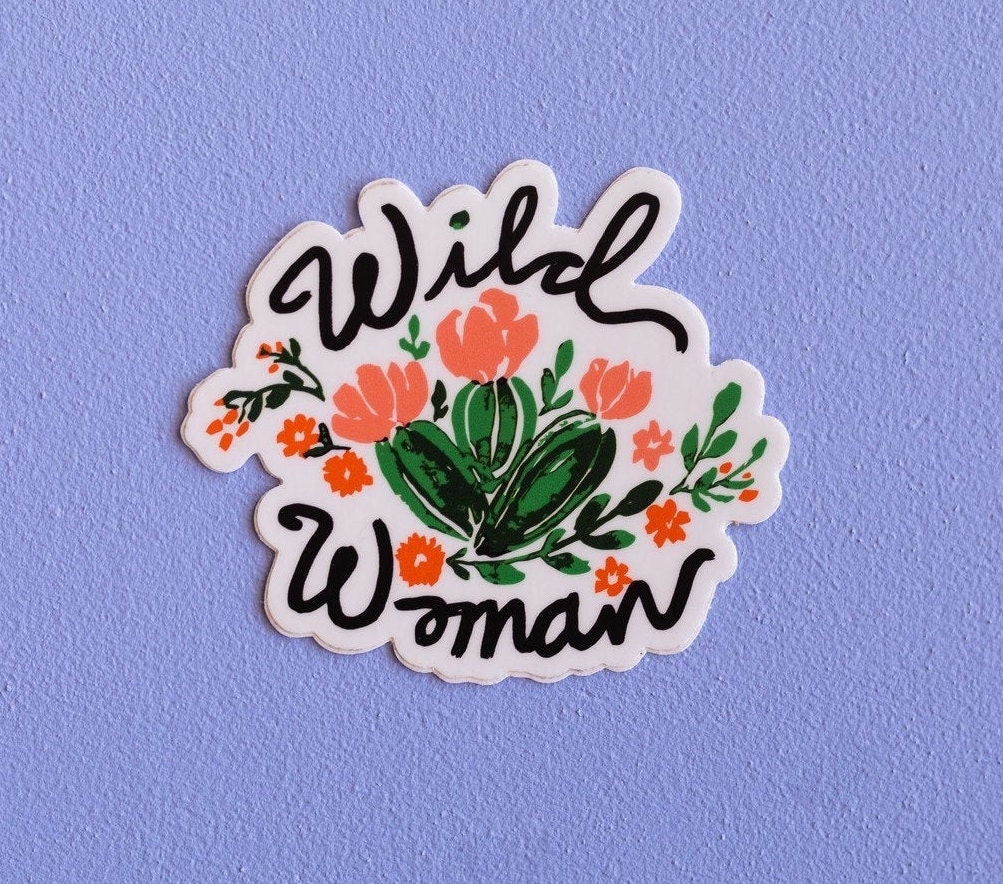 Wild Woman Wildflower Botanical Desert Cactus Watercolor Female Girl Power Vinyl Sticker