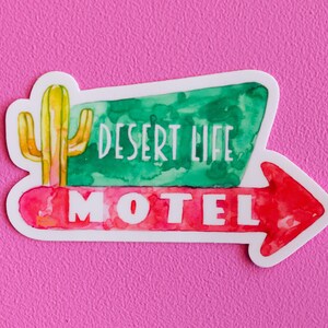 Naklejka winylowa akwarelowa Desert Life Saguaro Motel