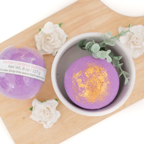 Orchid Coconut Bath Bomb Colorful Bath Bomb Purple Bath Etsy