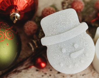 Snowman Soap - Holiday Soap - Christmas Soap - Glitter Soap - Winter Soap - Holographic Glitter - Stocking Stuffer - Gift idea - Small Gift