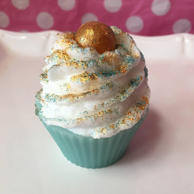 Eucalyptus Cupcake Soap Blue And Gold Cupcake Soap Food Etsy
