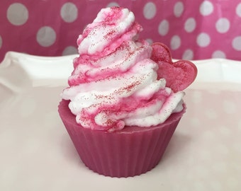 Pinke Cupcake Seife - Cupcake Seife - Granatapfelseife - Valentinstagsseife - Valentinstagsseife - Dessertseife - Rosa Seife