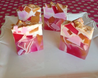 Pink Princess Soap - Pink Soap - Gold Soap - Pink Grapefruit - Gemstone Soap - Handmade Soap - Gift For Her - Party Favor