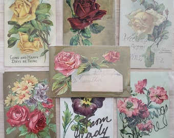 Vintage Early 1900s Lot of Embossed Floral Themed Postcards Greeting Cards