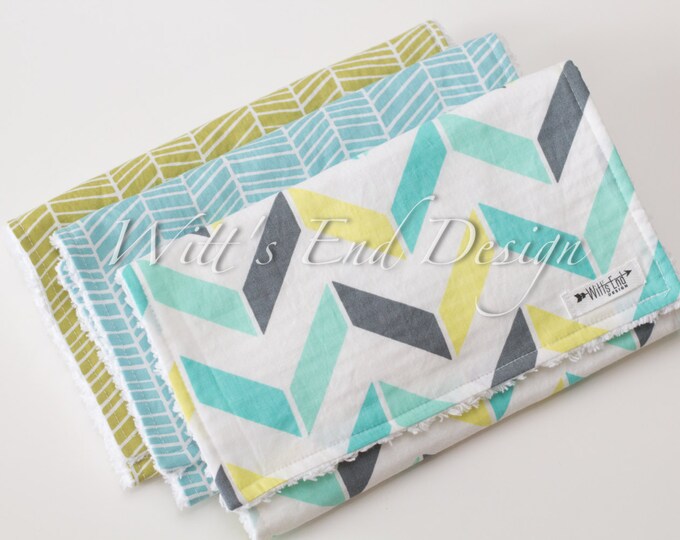 Gender Neutral Modern Cotton Chenille Burp Cloths Set of 3 Etsy