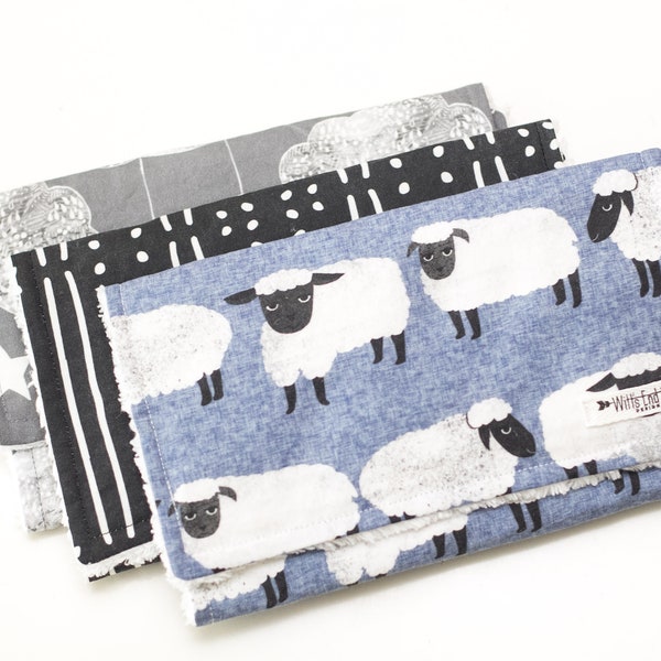 Sheep Gender Neutral Modern Cotton Chenille Burp Cloths-Set of 3-Sweet Dreams