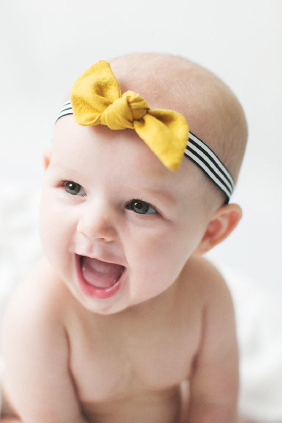 ADJUSTABLE Top Knot Elastic Headband/bow Collectionmustard Yellow on