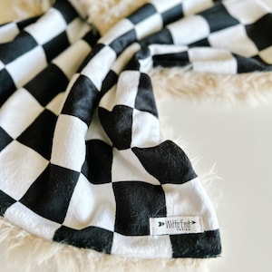 Lovey: Black Checkerboard. Personalized Lovey. Checkerboard Lovey. Monochrome Lovey. Baby Lovey. Lovie. Baby Shower. Baby Gift