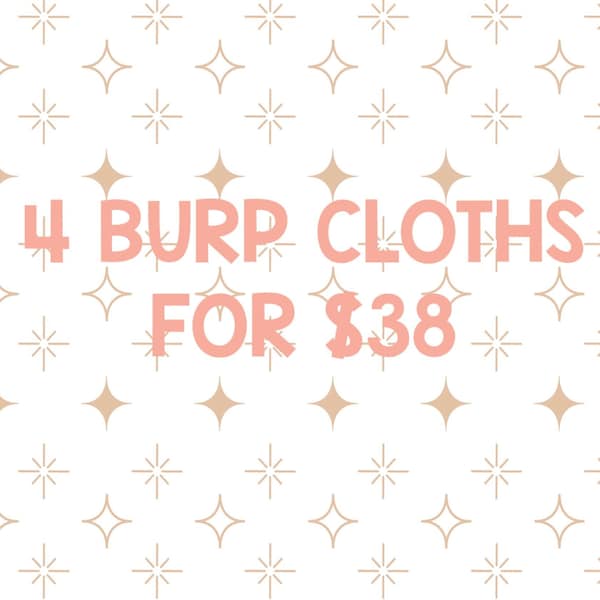 Burp cloths. BUNDLE DEAL. 4 for 38 mix and match. Cotton Chenille, Burp Rag, spit up cloth, burp pads, baby shower gift. baby essentials