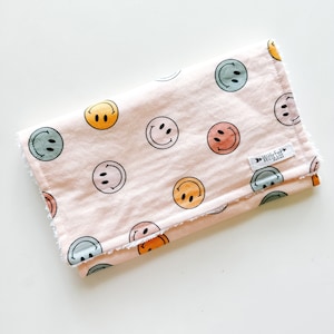 Multicolor Smiles Burp Cloth, Modern Gender Neutral Burp Cloth Mix & Match-Super Absorbent Cotton Chenille, Burp Rag-MULTICOLOR SMILES