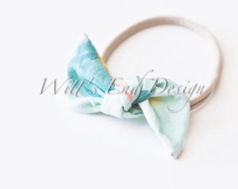 One Size Fits All- Top Knot Elastic Headband/Bow Collection-Floral on nylon or metal clip