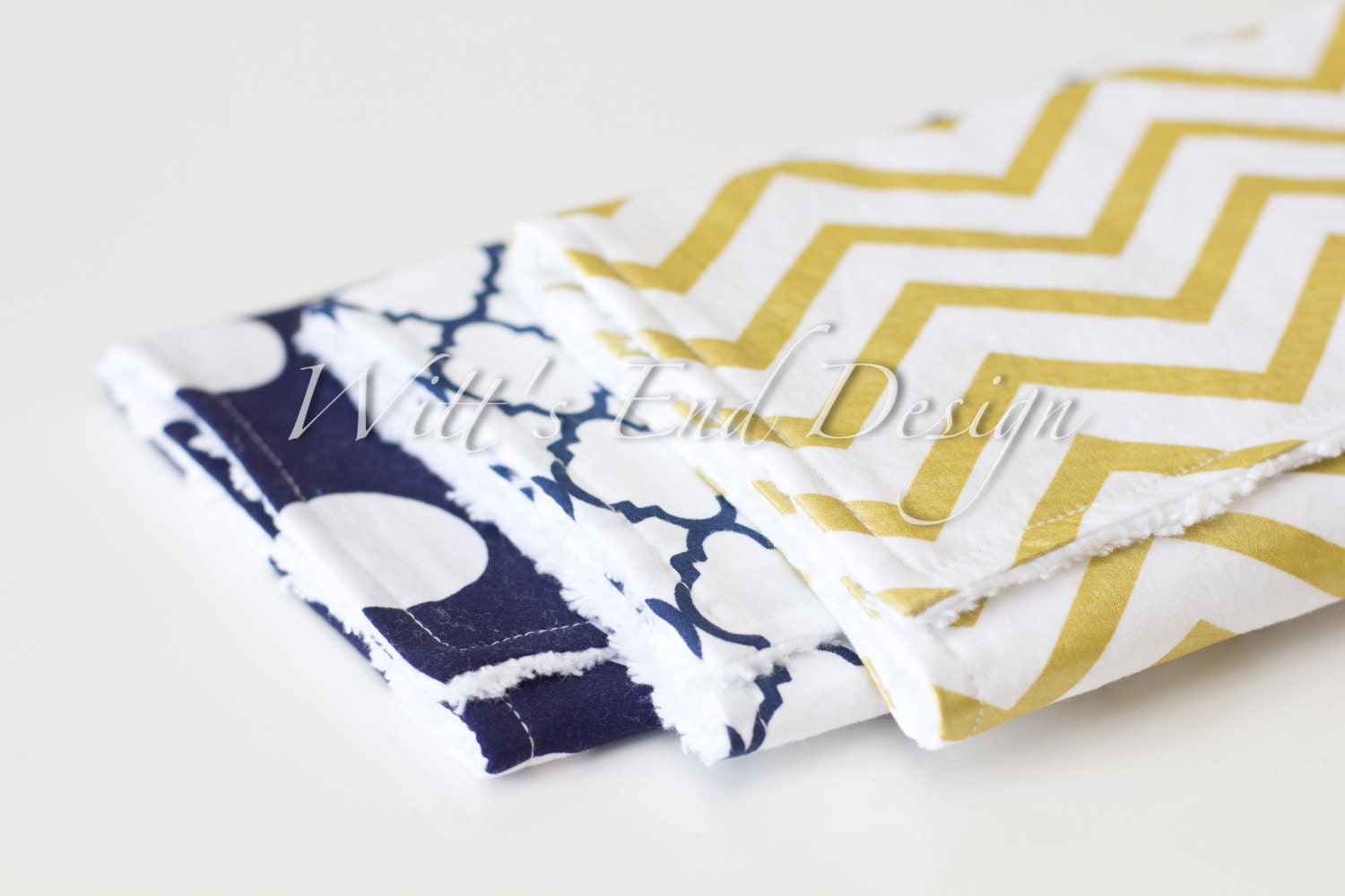Nautical Cotton Chenille Burp Cloths Set of 3 Navy Polka Etsy