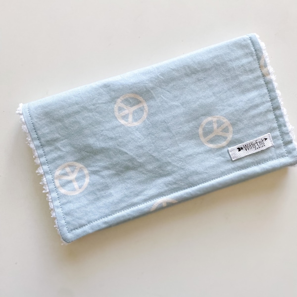 Peace Sign Burp Cloth, Modern Gender Neutral Burp Cloth Mix & Match-Super Absorbent Cotton Chenille, Burp Rag-retro burp cloth-PEACE