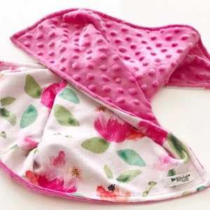 LOVEY PEONIES. Lovey. Flower Lovey. Pink Floral Lovey. Mini Baby Blanket. Minky Lovey. Security Blanket. stroller blanket. PEONIES
