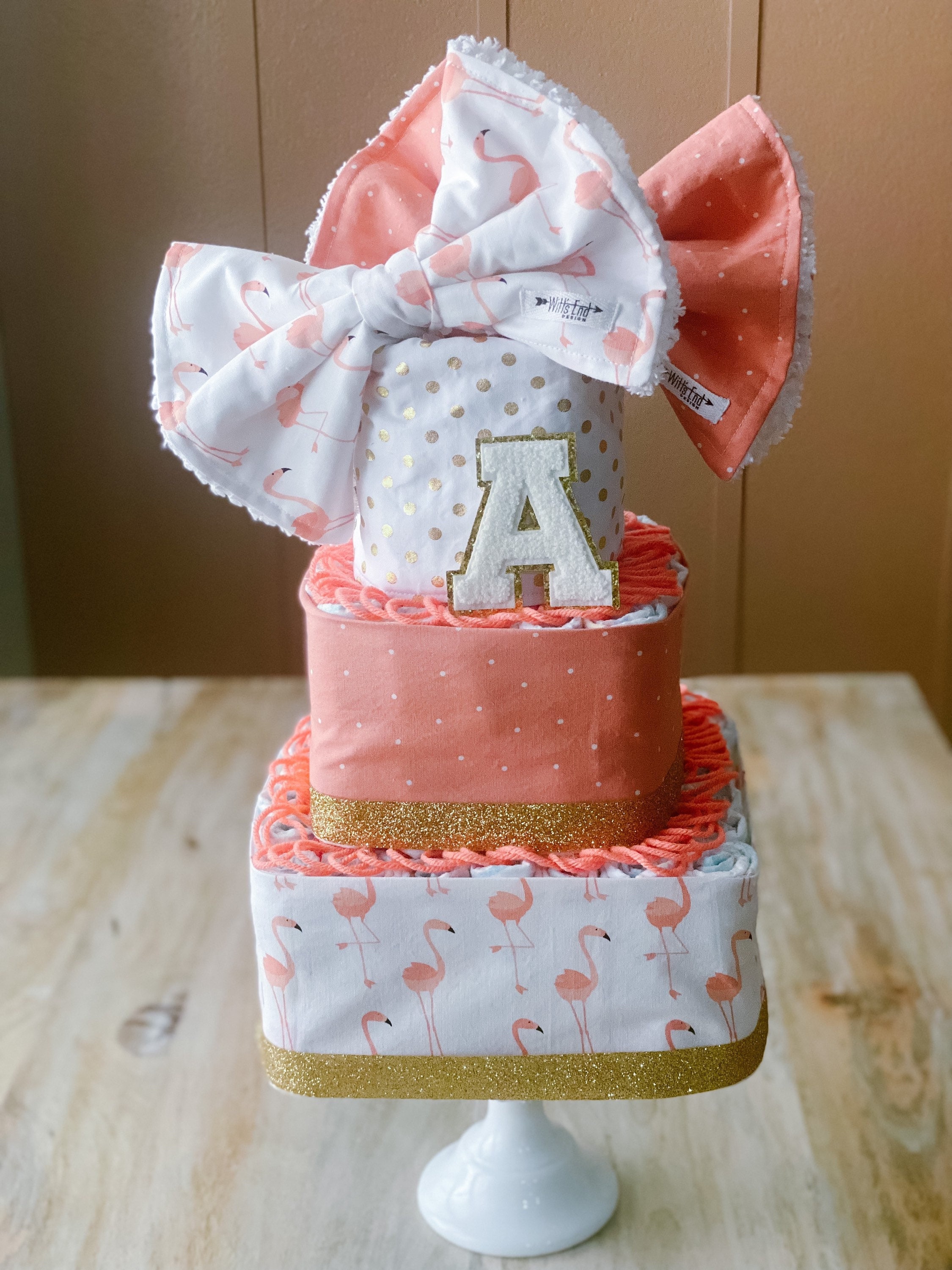 Flamingo Baby Girl 3-tier Square Diaper Cake or Shower Centerpiece - Etsy  België, image size:2250x3000
