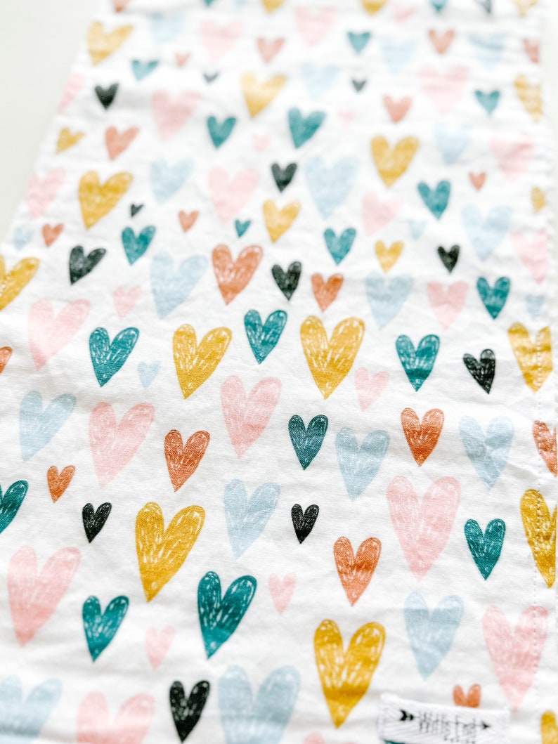 Burp cloth-HAND DRAWN HEARTS burp cloth. Mix & Match burp cloth-Baby Shower Gift. Burp Rag. burp pads. modern burp cloth. Heart burp cloth image 6