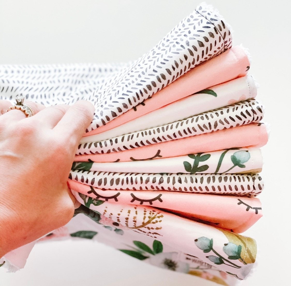 Floral Burp Cloth Set of 3. Modern Cotton Chenille Burp Etsy