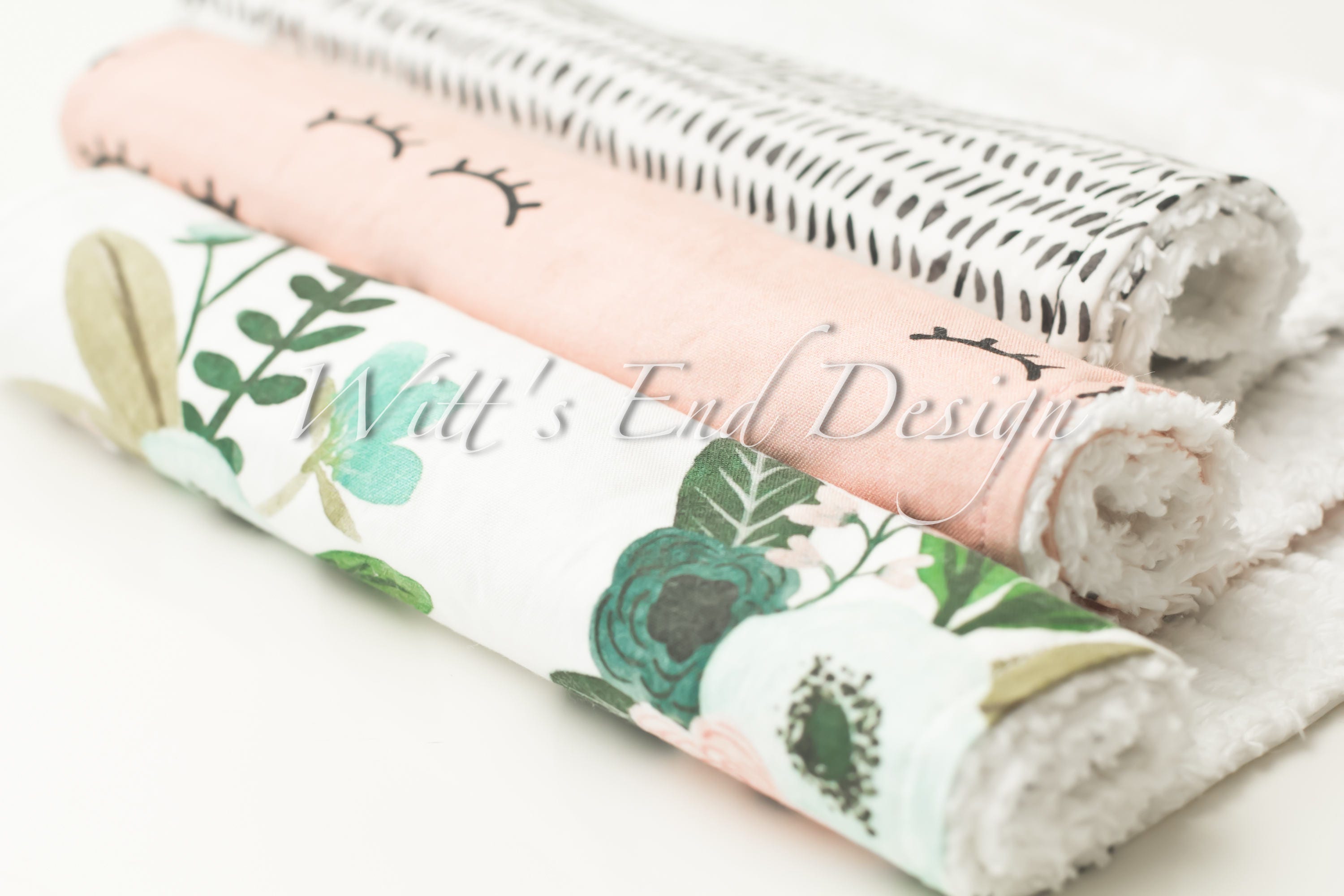 Floral Burp Cloth Set of 3. Modern Cotton Chenille Burp Etsy