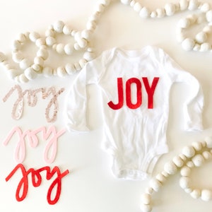custom JOY Onesie-bodysuit for boys or girls, joy onesie, Christmas photo prop, christmas baby outfit, Holiday baby