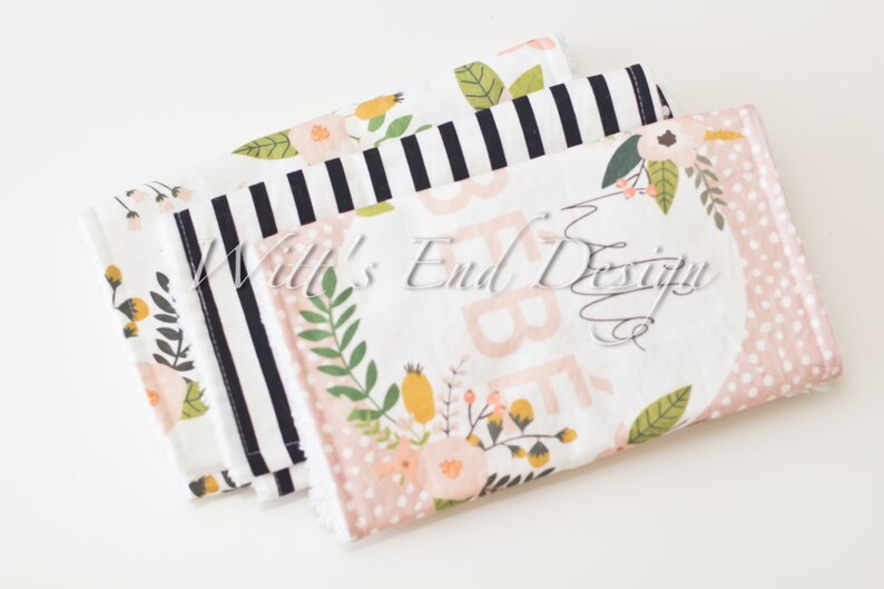 Modern Cotton Chenille Burp ClothsSet of 3Blush Blooms Set Etsy