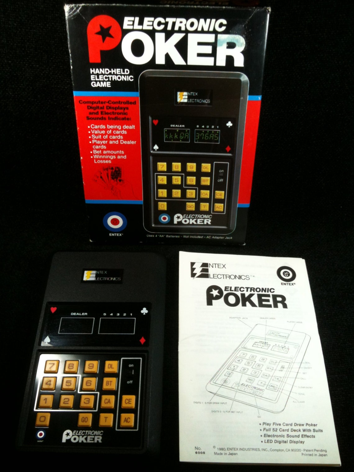 1979 Entex Electronic Poker Game With Box And Instructions Etsy