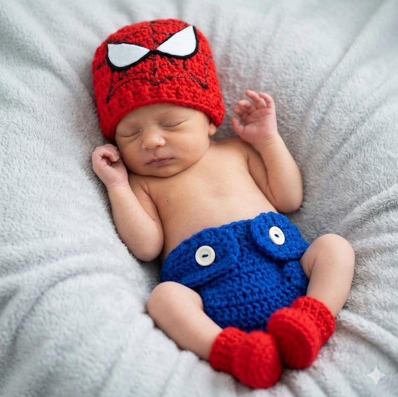 Baby inspired by Spiderman costume, photo props, outfit. image 1