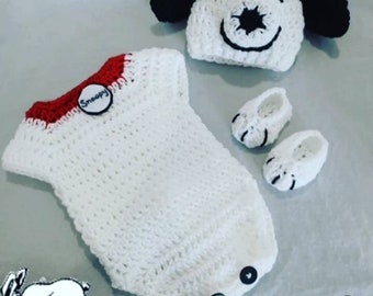Crochet Baby Snoopy Dog Costume, Photo Props, Outfit.