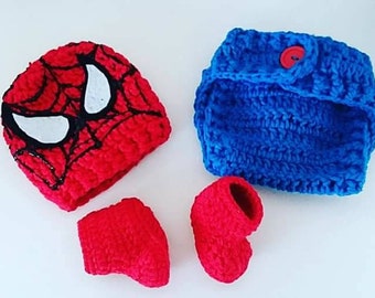 Baby inspired by Spiderman costume,  photo props, outfit.