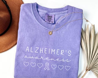 Alzheimer's Awareness Comfort Colors Shirt, Support Alzheimer's Shirt, Alzheimer Awareness Shirt, Alzheimers Awareness Purple Ribbon Shirt